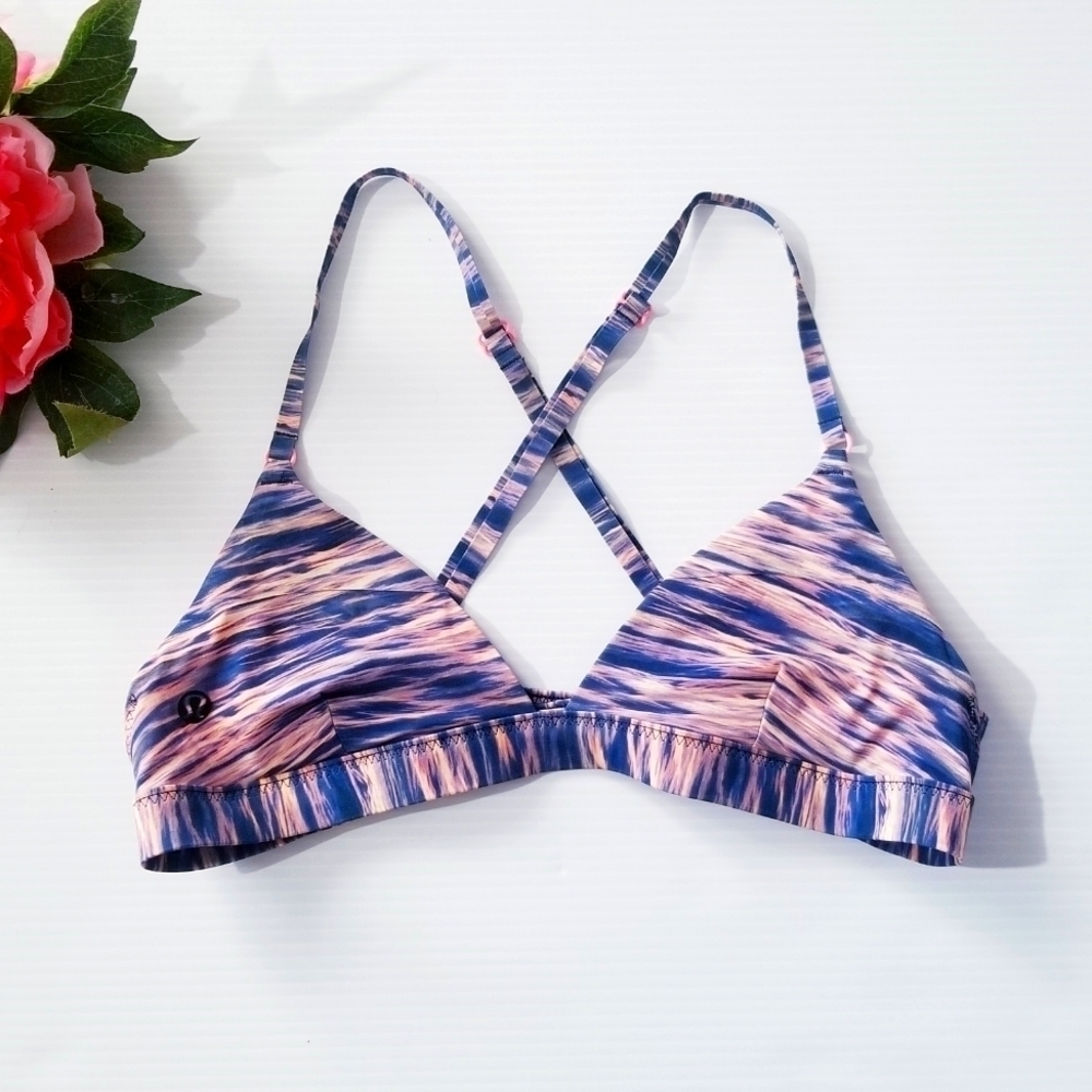LULUEMON Shanti Surf Triangle Bikini Top hard to find Print Tiger Water 6
